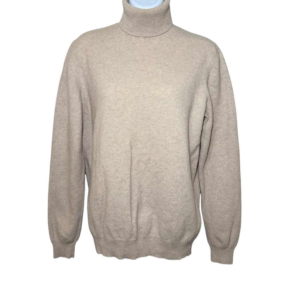 Massimo Dutti Wool Cashmere Turtleneck Sweater Oatmeal Beige Knit Womens Large